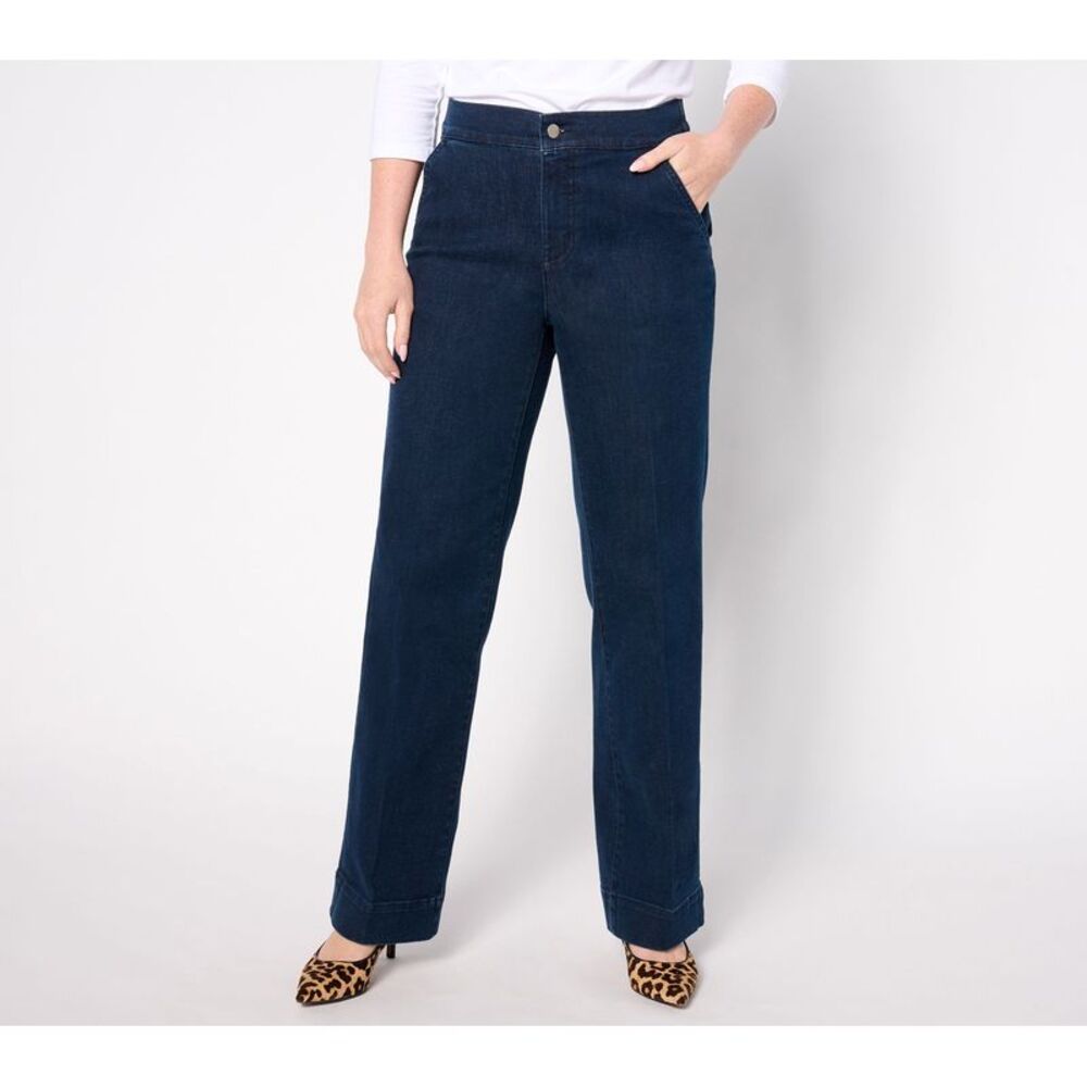 Denim & Co. Women's Pants Sz 8 Tall Signature Indigo Perfect Flex Blue A655140